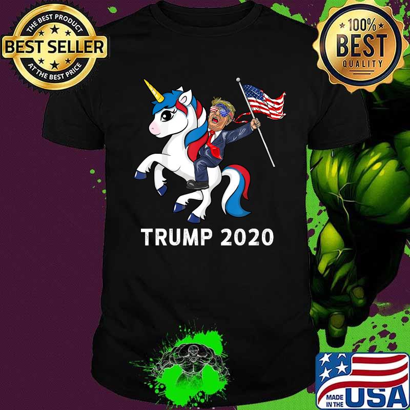 Trump 2020 riding unicorn american flag vote 2020 shirt