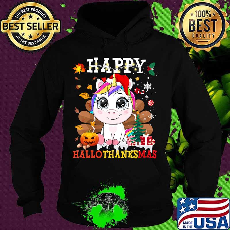 Unicorn santa hat happy hallothanksmas thanksgiving xmas s Hoodie Unicorn santa hat happy hallothanksmas thanksgiving xmas s Hoodie