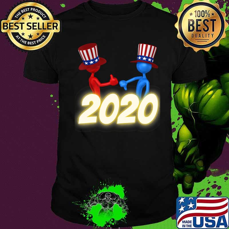 US Presidential Election Red Blue Stick People Uncle Sam Hat T-Shirt