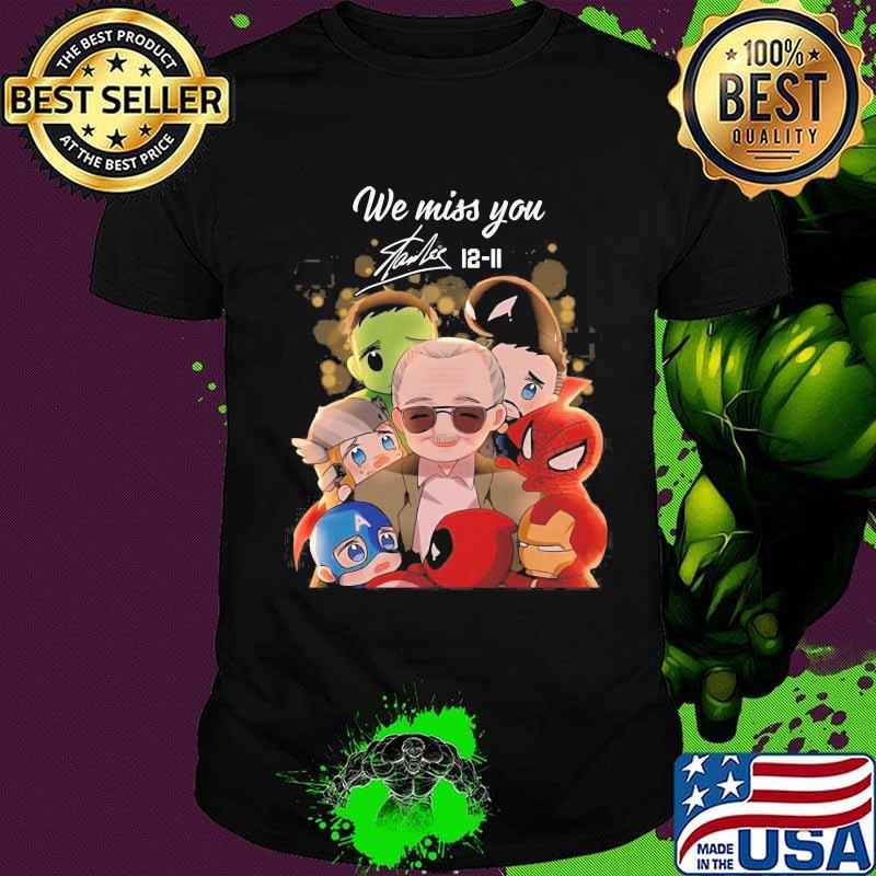 We miss you stan lee 12 11 marvel heroes chibi signature shirt