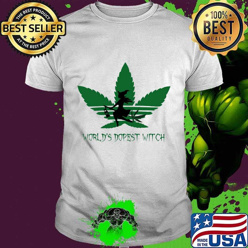 Weed adidas logo world dopest witch shirt