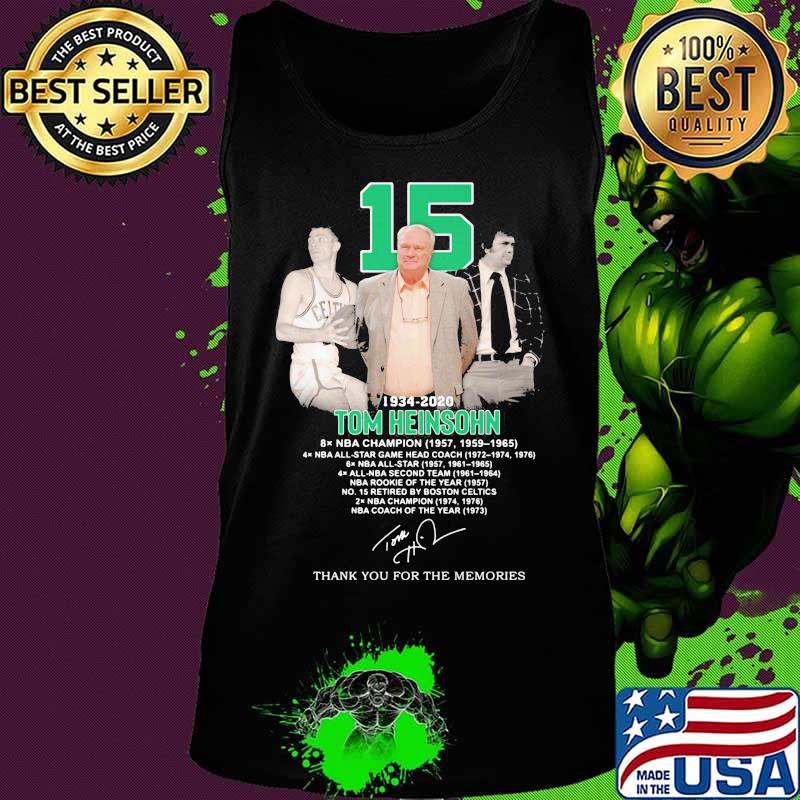 15 1934 2020 tom heinsohn thank you for the memories signature s Tank top 15 1934 2020 tom heinsohn thank you for the memories signature s Tank top