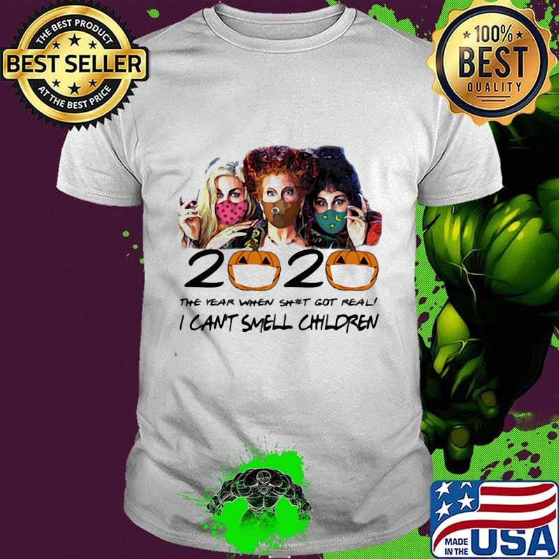 2020 The Year When Sht Got Real I Cant Smell Children Pumpkin Wear Mask Halloween Shirt