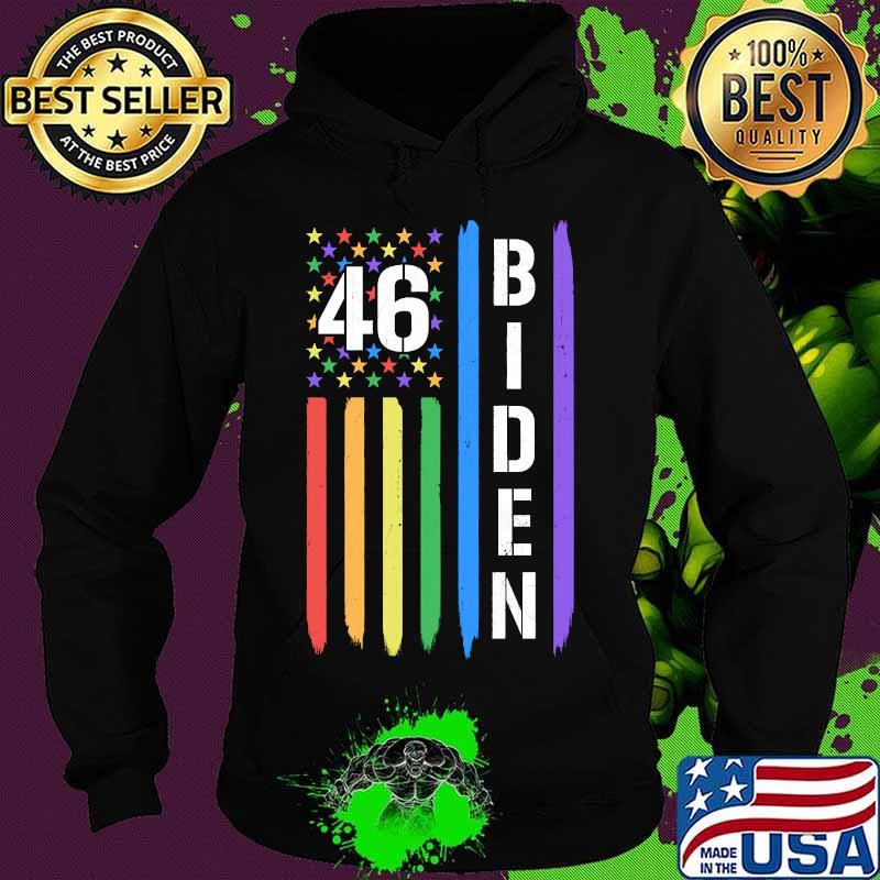 46 Biden American Flag LGBT Gay Pride Rainbow Shirt Hoodie 46 Biden American Flag LGBT Gay Pride Rainbow Shirt Hoodie