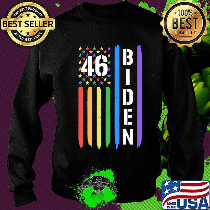 46 Biden American Flag LGBT Gay Pride Rainbow Shirt Sweater 46 Biden American Flag LGBT Gay Pride Rainbow Shirt Sweater