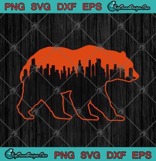 Downtown Chicago City Skyline Walking Bear Cityscape SVG PNG EPS DXF  Chicago Bears Cricut File Silhouette Art
