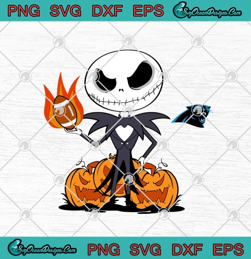Jack Skellington NFL Carolina Panthers Football Halloween SVG PNG EPS DXF Cricut File Silhouette Art