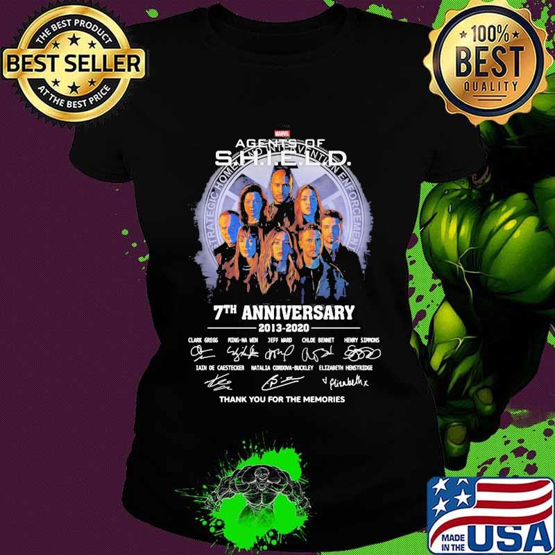 Agents of shield 7th anniversary 2013 2020 thank you for the memories signatures s Ladies tee Agents of shield 7th anniversary 2013 2020 thank you for the memories signatures s Ladies tee