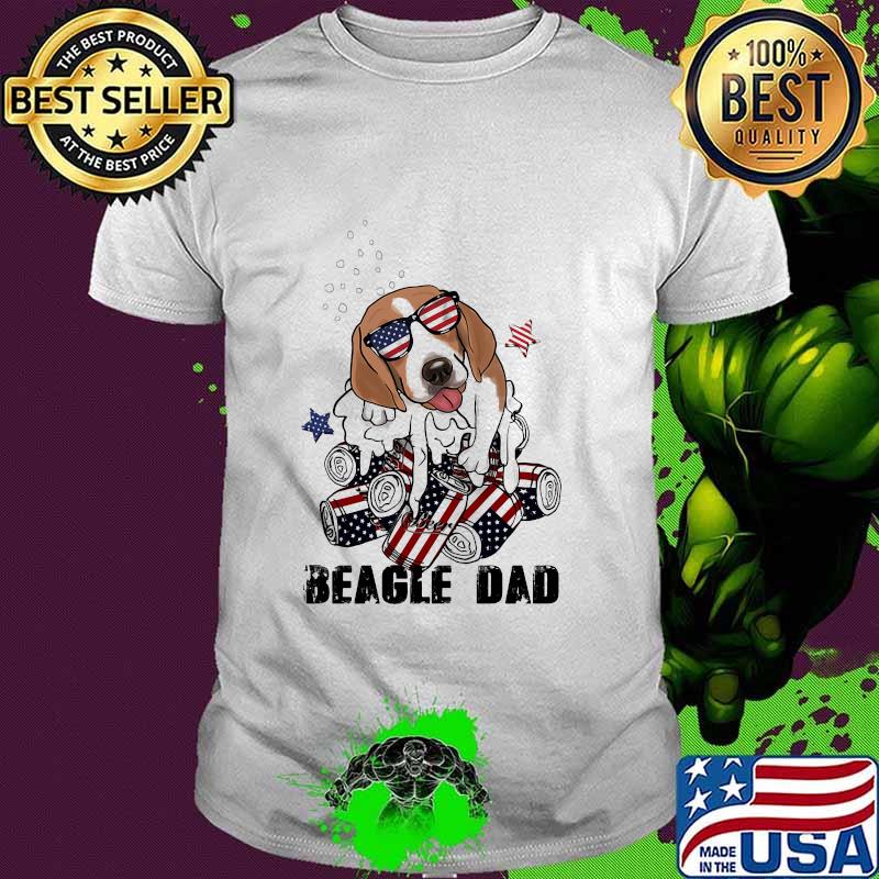 Beagle Dad Beer Sunglasses American Flag Shirt