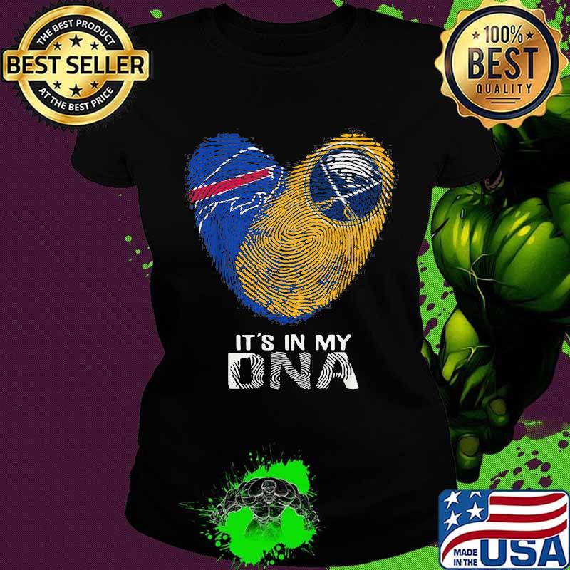 Bills Sabres It's In My Dna Heart Fingerprints Shirt Ladies tee Bills Sabres It's In My Dna Heart Fingerprints Shirt Ladies tee