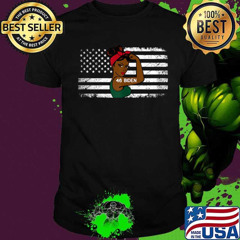 Black Girl 46 Biden American Flag Shirt