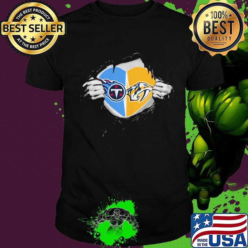 Blood inside tennessee titans and nashville predators shirt