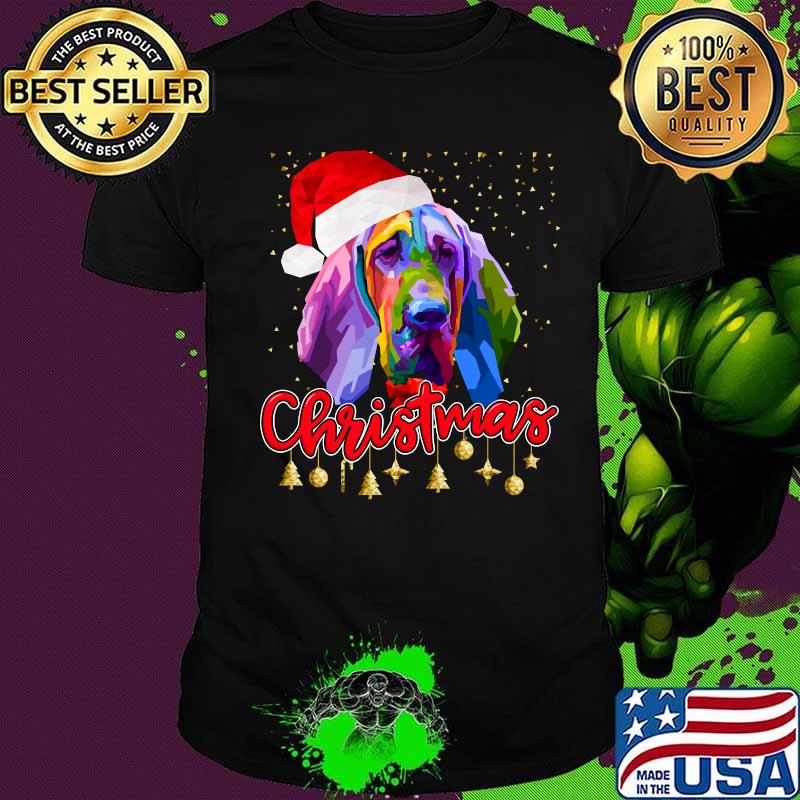 Bloodhound Dog Santa Hat Christmas Shirt