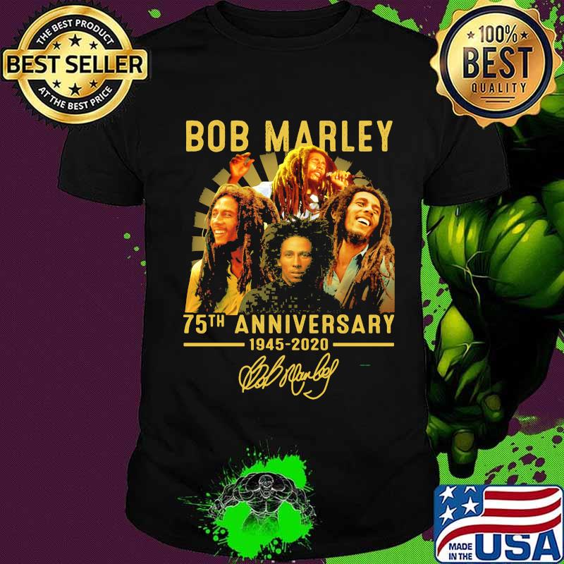 Bob marley 75th anniversary 1945 2020 signature shirt Bob marley 75th anniversary 1945 2020 signature shirt
