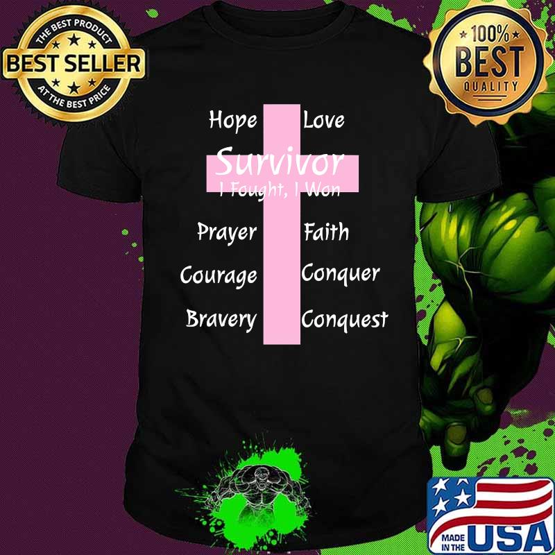 Cancer survivor pink cross featuring christian support shirt