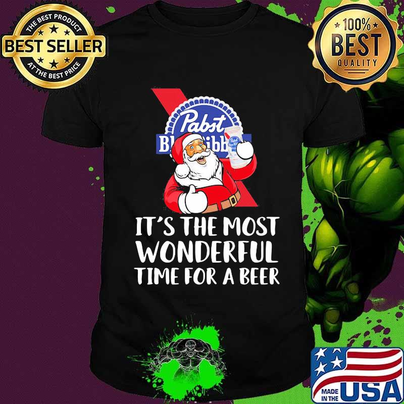 Christmas santa pabst blue ribbon it's the most wonderful time for a beer shirt