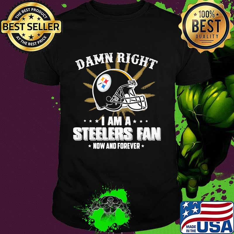 Damn right i am a pittsburgh steelers fan now and forever shirt