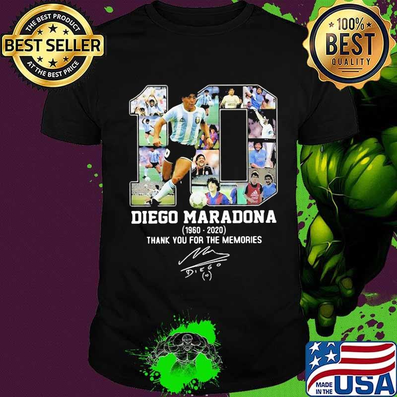 Diego Maradona 10 Argentina Football Thank You For The Memories 1960 2020 Signuature Shirt