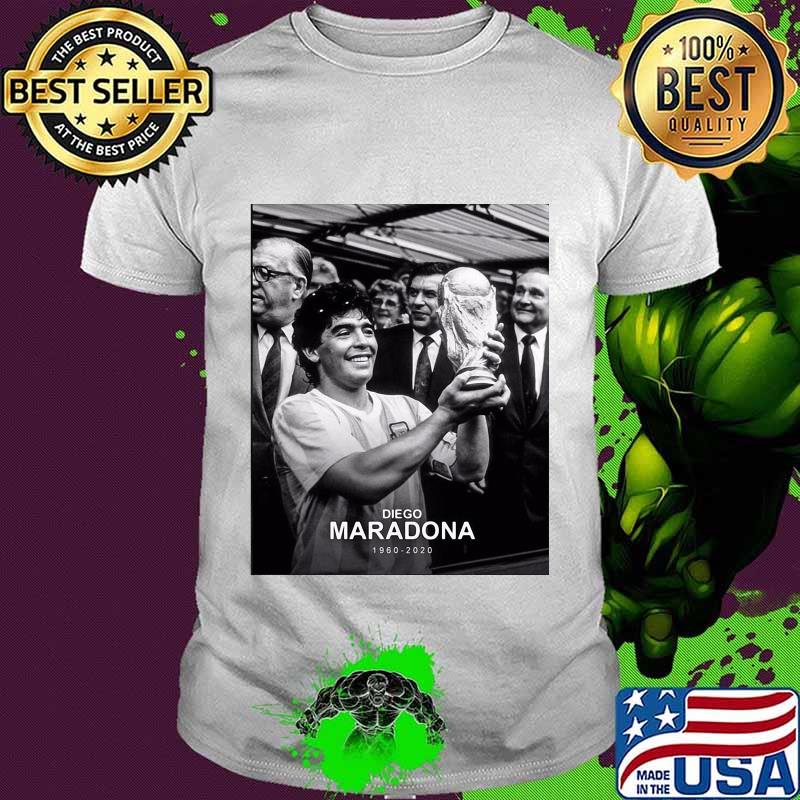 Diego Maradona 1960 2020 Holding Cup In Hand Legend Football Shirt