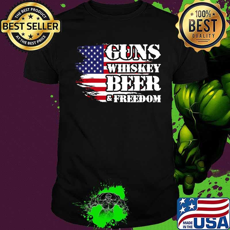 Distressed patriotic flag guns whisky beer freedom american flag shirt