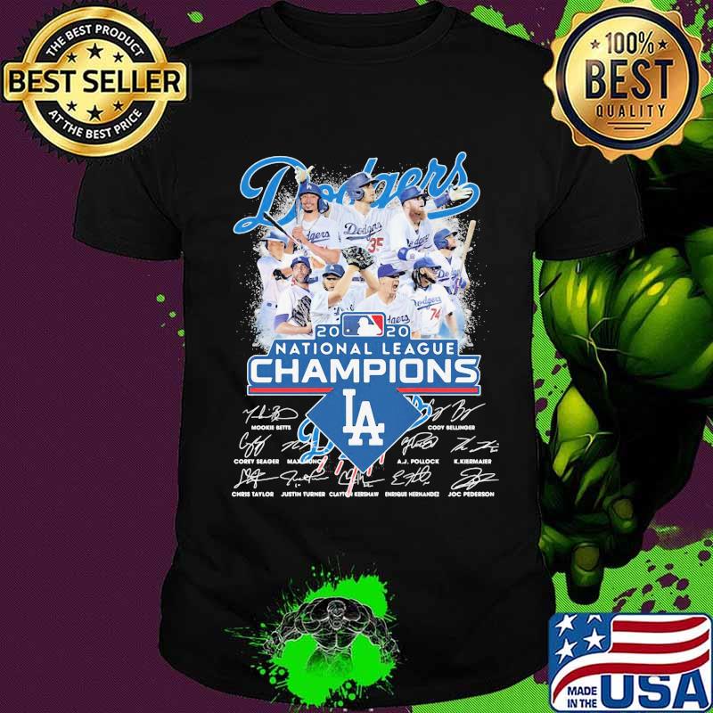 Dodgers 2020 national legue champions los angeles dodgers signatures shirt