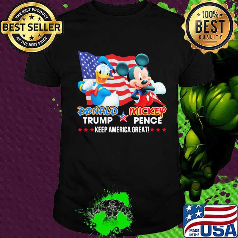 Donald duck trump and mickey mouse pence keep america great usa flag shirt