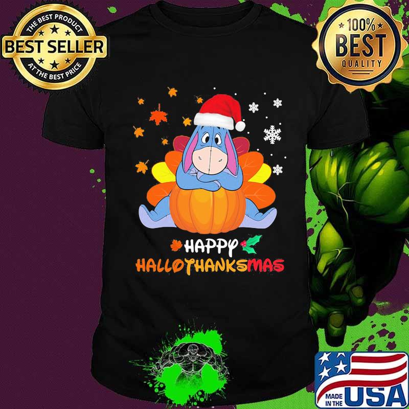 Eeyore donkey happy hallothanksmas halloween thanksgiving christmas shirt