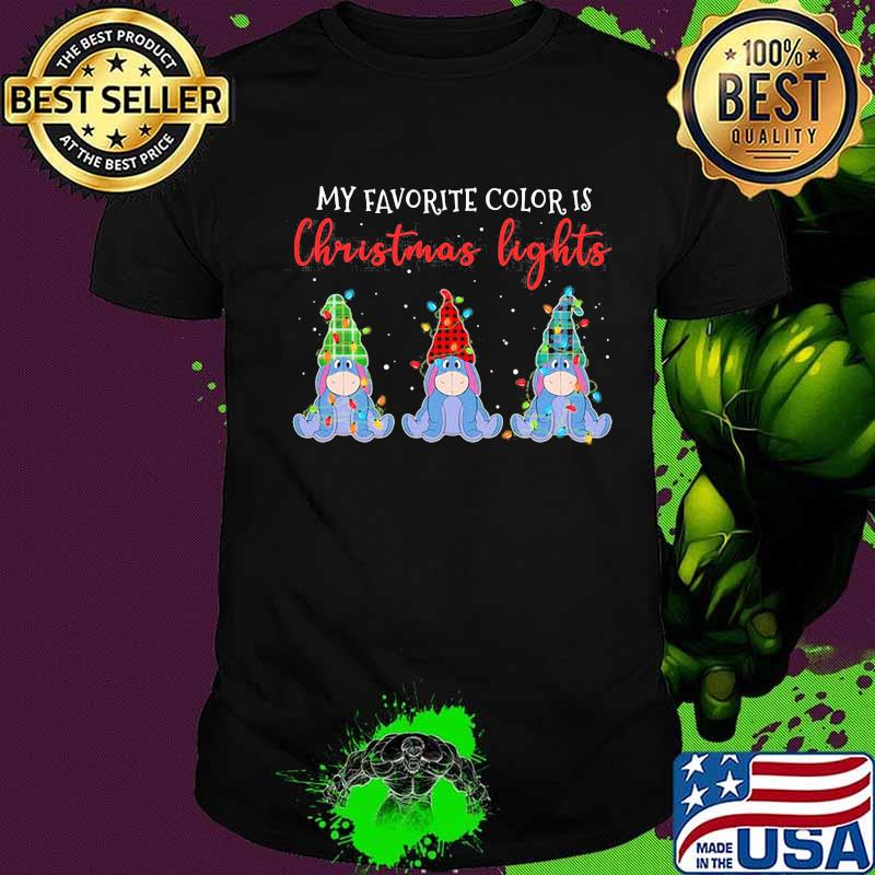 Eeyore donkey my favorite color is christmas lights shirt