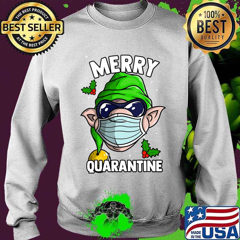 Elf wearing mask funny merry quarantine s Sweater Elf wearing mask funny merry quarantine s Sweater