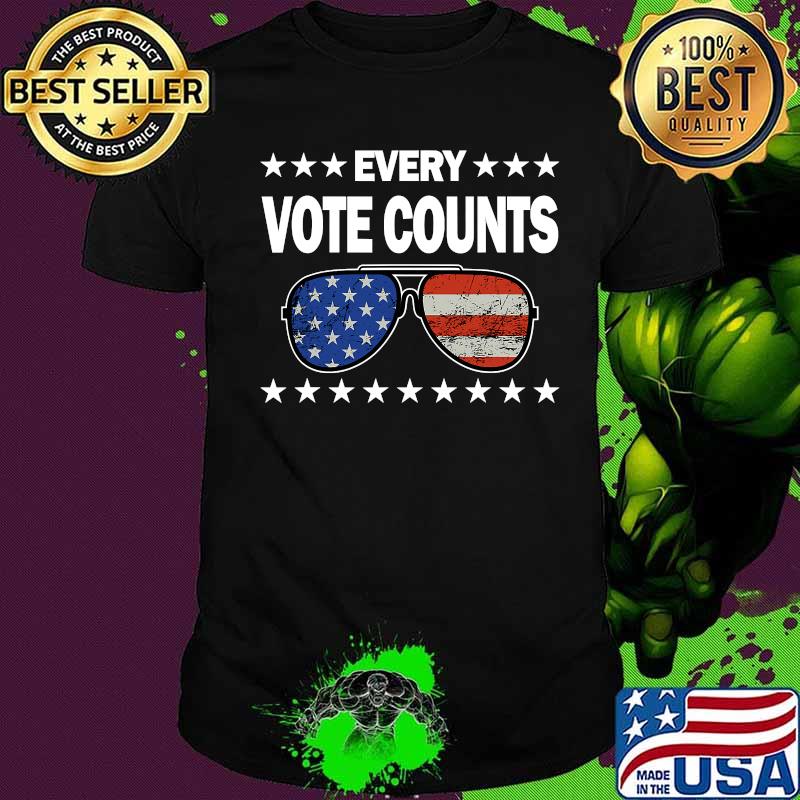 Every Vote Counts Glassy American Flag Shirt