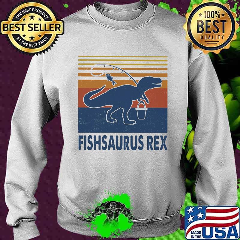 Fishing dinosaur fishsaurus rex vintage retro s Sweater Fishing dinosaur fishsaurus rex vintage retro s Sweater