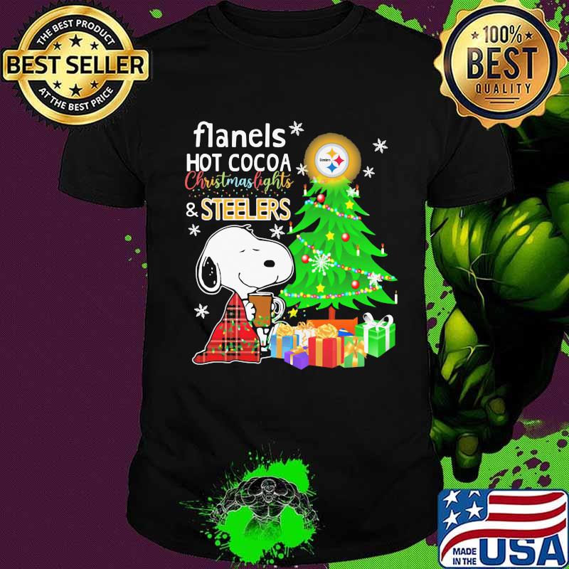Flannels Hot Cocoa Christmaslights Steelers Christmastree Snoopy Shirt