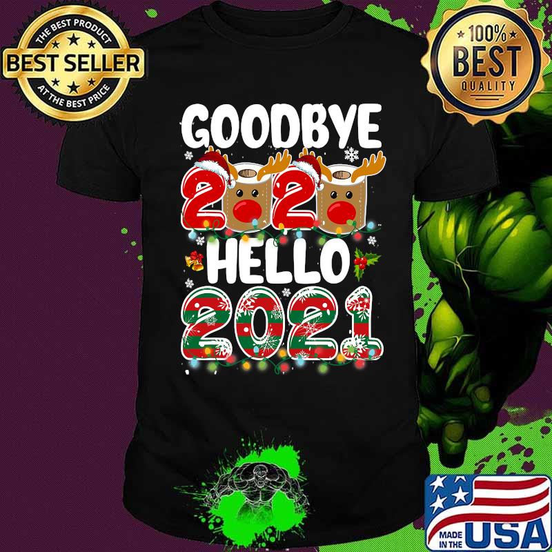 Goodbye 2020 happy new year 2021 reindeer face mask pajama family xmas shirt