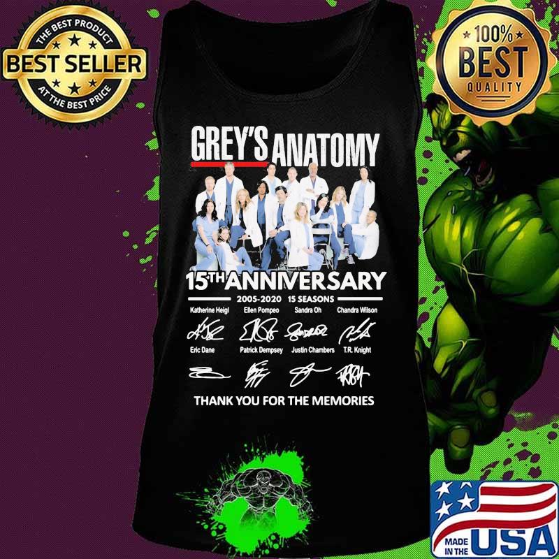 Grey's anatomy 15th anniversary 2005 2020 15 seasons thank you for the memories signatures s Tank top Grey's anatomy 15th anniversary 2005 2020 15 seasons thank you for the memories signatures s Tank top