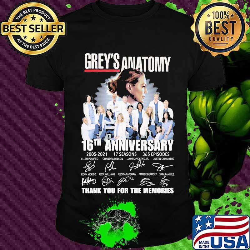 Grey’s Anatomy 16th Anniversary Birthday Thank For The Memories Signature Shirt