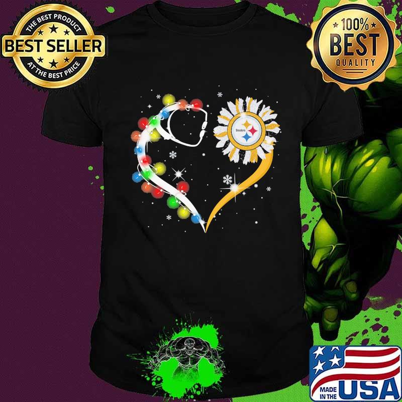 Heart Flower Sparkling Lights Steelers Shirt