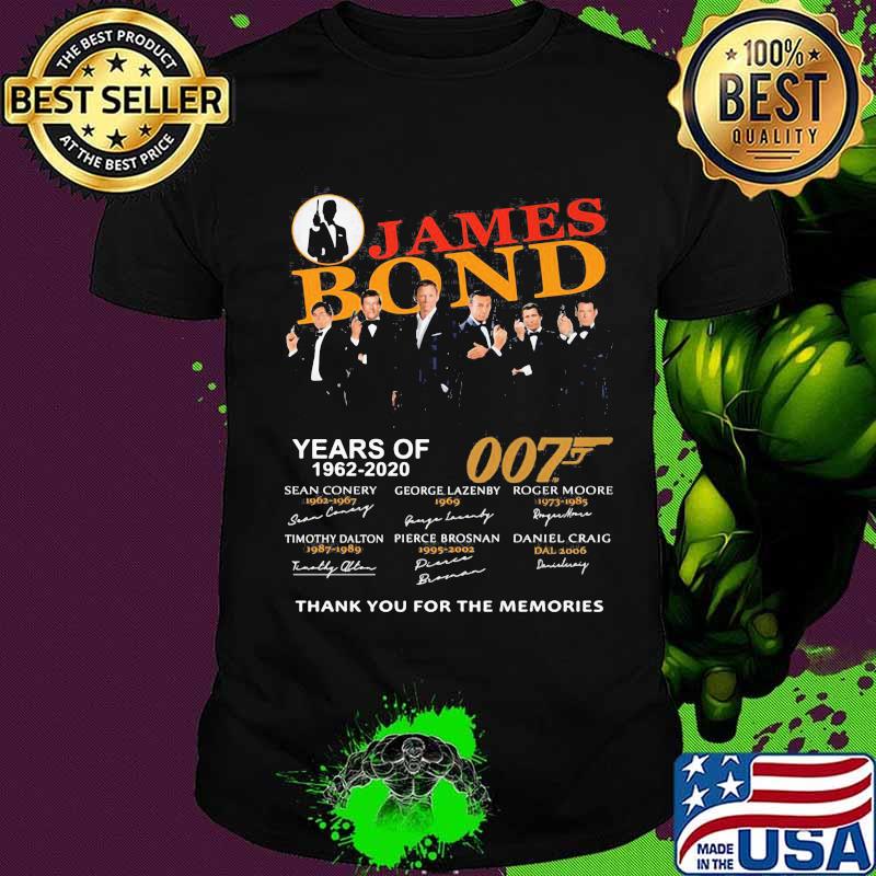James bond years of 1962 2020 thank you for the memories signatures shirt
