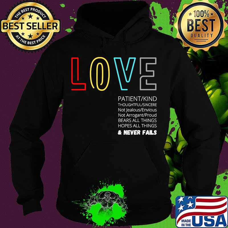 Labeled by GodLoveBlessedLove never fails T-Shirt Hoodie Labeled by GodLoveBlessedLove never fails T-Shirt Hoodie