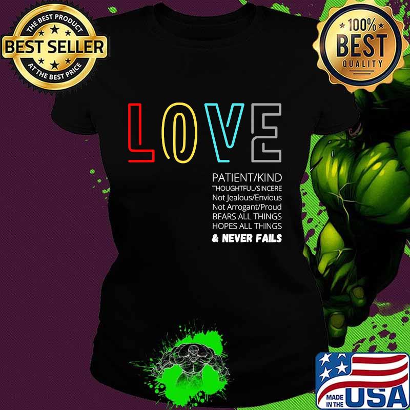 Labeled by GodLoveBlessedLove never fails T-Shirt Ladies tee Labeled by GodLoveBlessedLove never fails T-Shirt Ladies tee