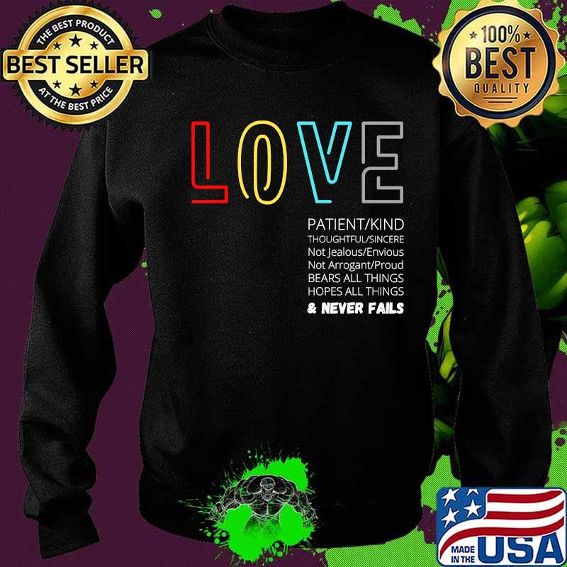 Labeled by GodLoveBlessedLove never fails T-Shirt Sweater Labeled by GodLoveBlessedLove never fails T-Shirt Sweater