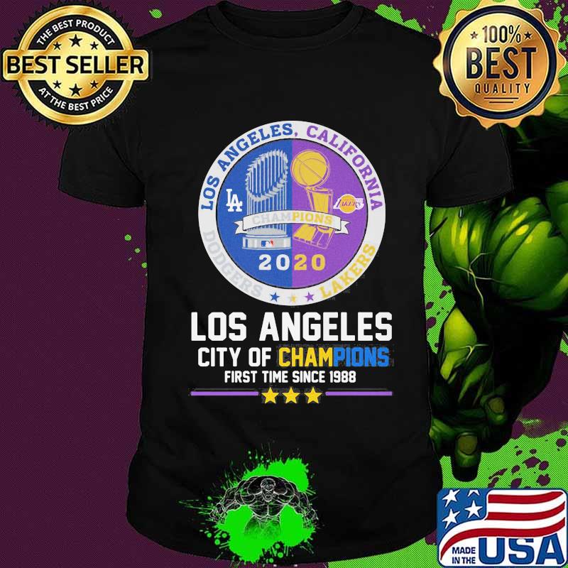 Los angeles, california dodgers lakers los angeles city of champions first time since 1988 shirt