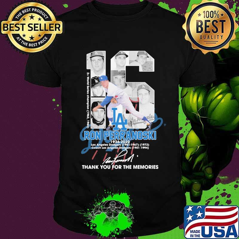 Los angeles dodgers 16 ron perranoski 1936-2020 thank you for the memories signature shirt