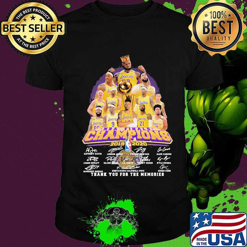 Los angeles lakers NBA final champions 2019 2020 thank you for the memories signatures shirt