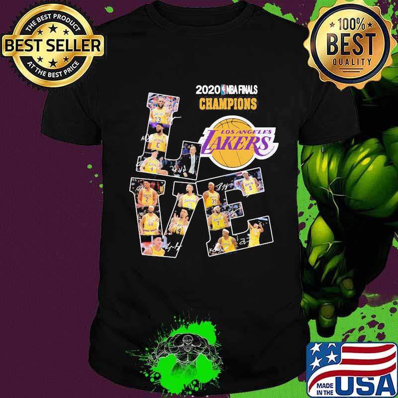 Love los angeles lakers 2020 nba finals champions signatures shirt