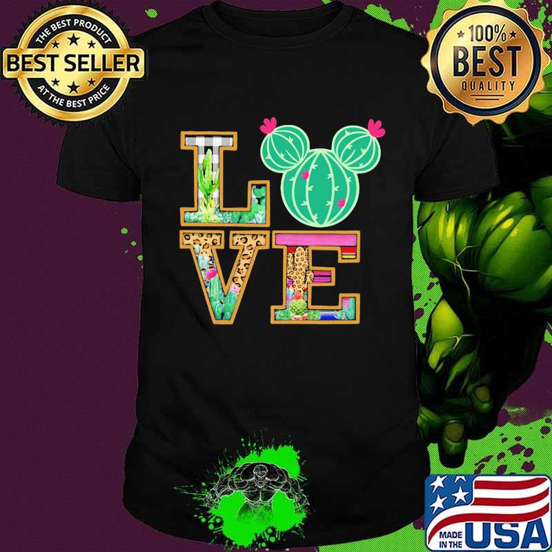 Love mickey mouse cactus leopard shirt