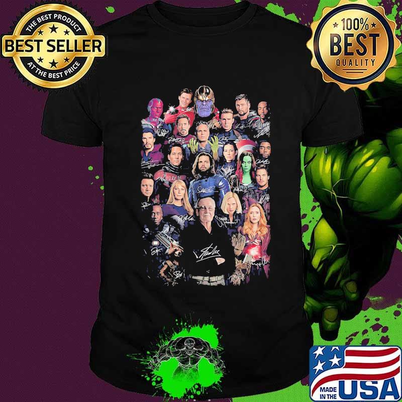 Marvel heroes stan lee signatures shirt