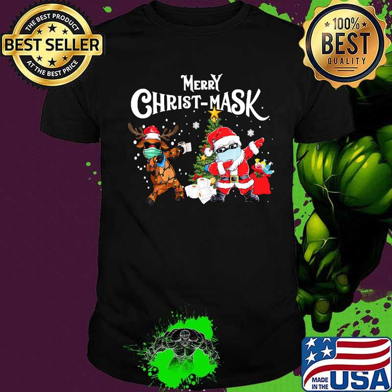 Merry Christmaks Santa Reindeer Face Mask christmas Shirt