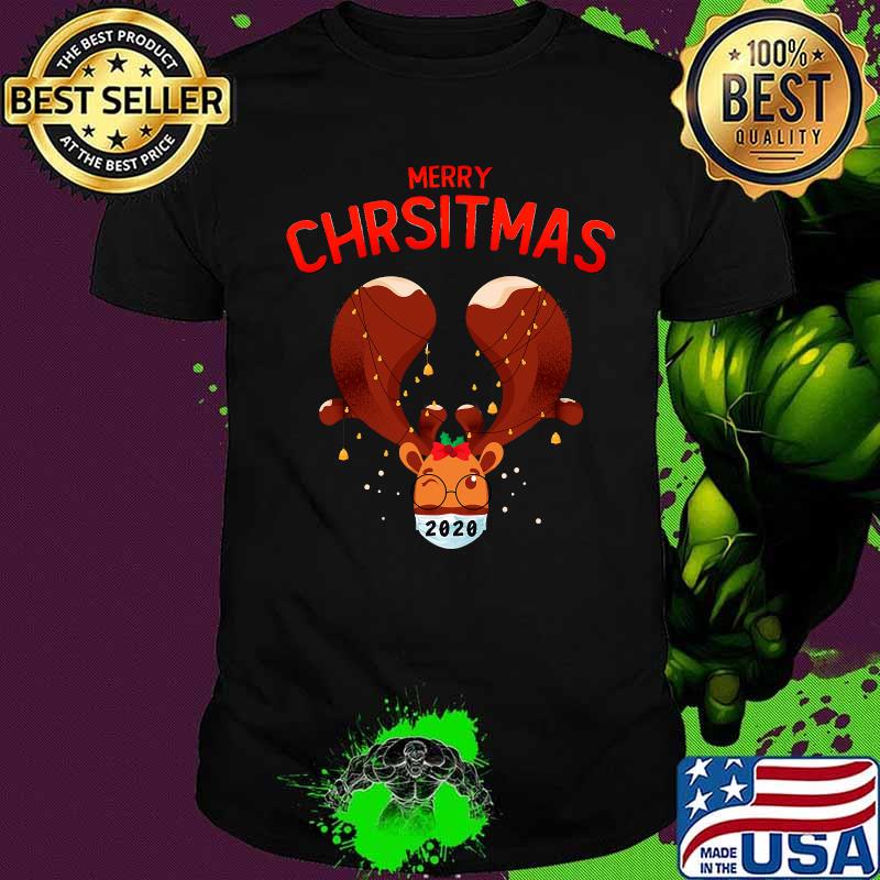 Merry Christmas 2020 Reindeer Wear Face Mask Shirt