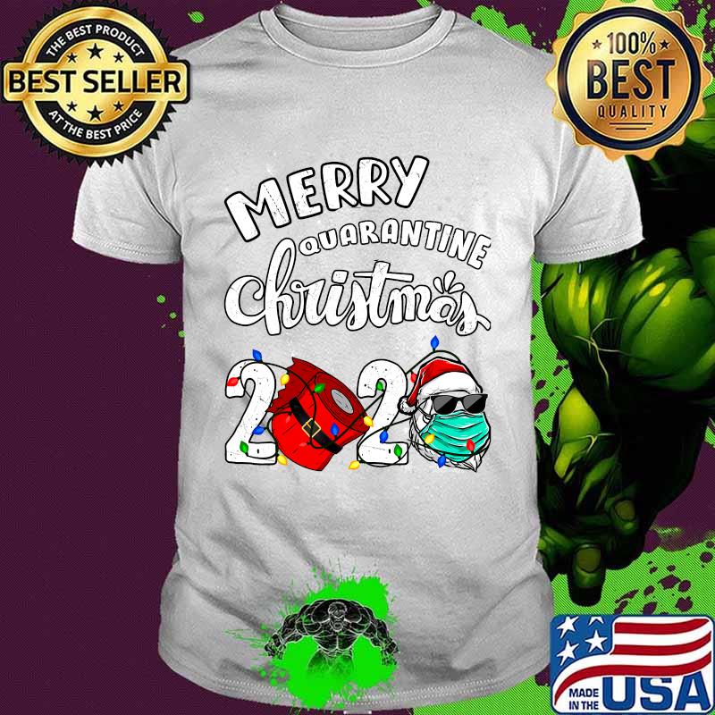 Merry christmas 2020 santa's hat face mask tee xmas holiday shirt