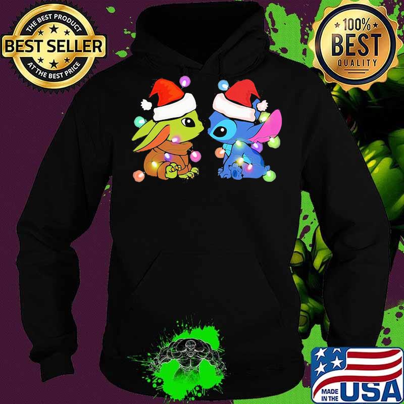 Merry christmas baby yoda and stitch lights s Hoodie Merry christmas baby yoda and stitch lights s Hoodie